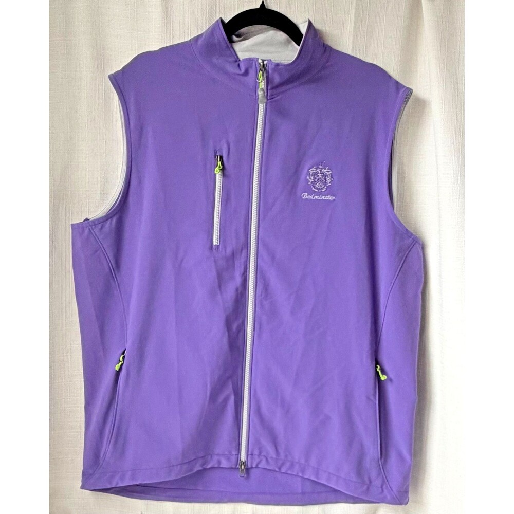 Peter Millar Wind Soft Shell Golf Vest Purple Full Zip Bedminster Men's Large